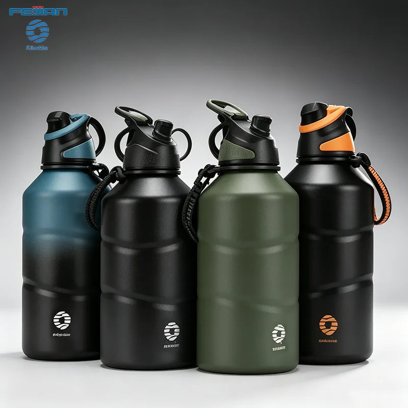 Fjbottle Stainless Steel Thermos Bottle 1.9L Large Capacity Vacuum Flask Water Cup Keep Hot Cold Outdoor Sports Gym Drink bottle