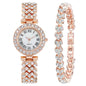 2PCS Women's Watch Fashion Rhinestone Ladies Analog Quartz Watches Bracelet Set Reloj Mujer Girls Clock Gift Relogio Feminino