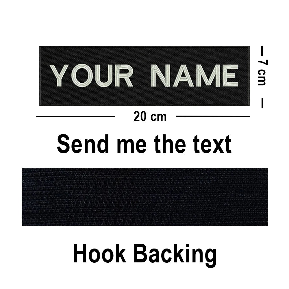 Custom Big Size Patches Personalized Name Embroidered Patch Stripes Badge Emblems Iron On Or Hook Loop Applique For Clothes