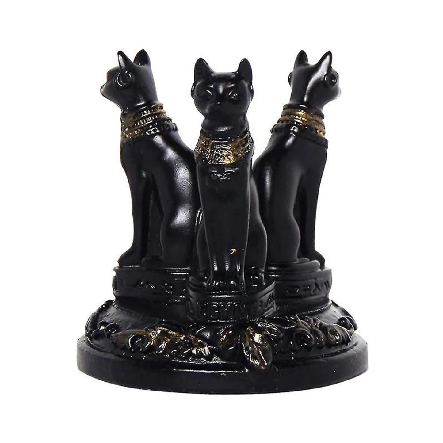 Egyptian-Style Black Cat Crystal Ball Display Stand Resin Mythical Beast Ornament Desktop Crystal Ball Base Storage Rack