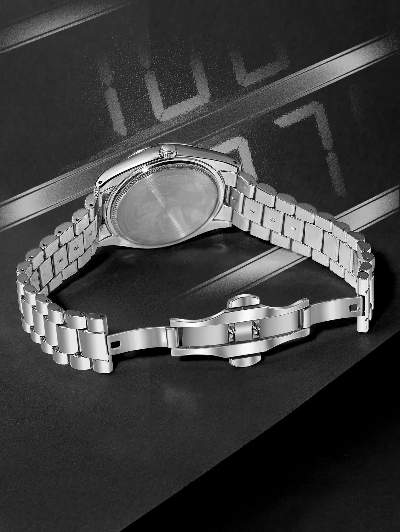 TOMI 4PCS Luxury Business Men's Watch Gift Box Set Luxury Diamond Case Calendar Stainless Steel Strap Quartz Watch Men's Clock