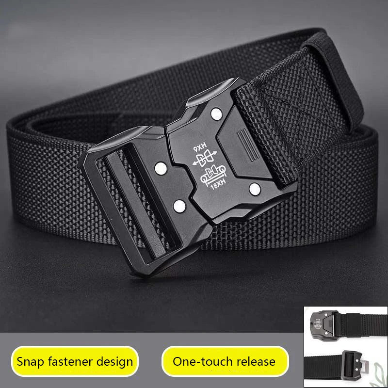 Automatic Buckle Tactical Belts Men's Woven Nylon Military Belt Durable Black Outdoor Army Hunting Golf Waist Belt