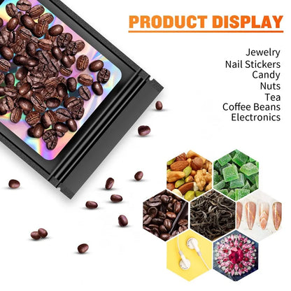 Ziplock Bags 100PCS Holographic Bag Zip Lock Gift Bags Plastic Iridescent Storage Zip Packaging Bags for Earrings Jewelry