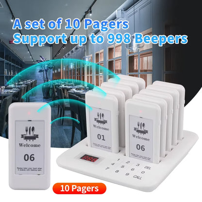 Wireless Restaurant Pager System Guest Customer Waiter Queue Calling Paging Beeper Pager Buzzer For Food Court Cafe  Beach Bar