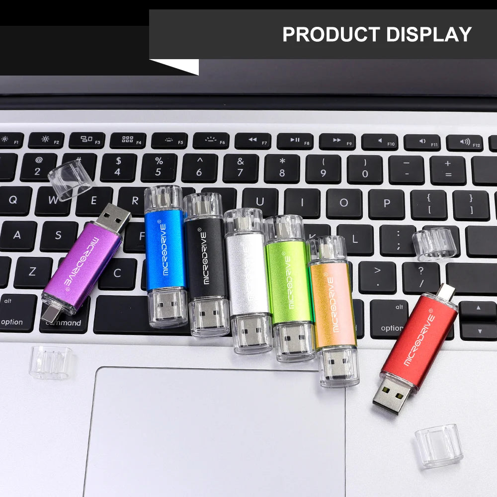 OTG Pendrive 2 in 1 type c USB 2.0 Flash Drive 1GB 128gb 64gb cle usb memoria usb metal stick 32gb 8gb Pen Drive for Android
