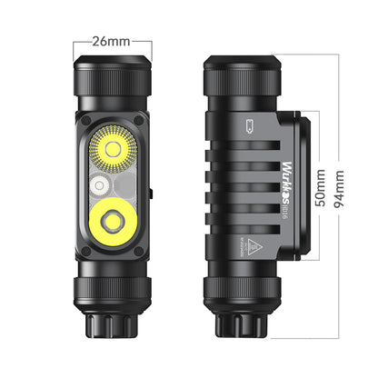 Wurkkos HD16 Headlamp 2500 lm featuring red and white light modes and a sensor powered by an 18650 battery with USB-C charging