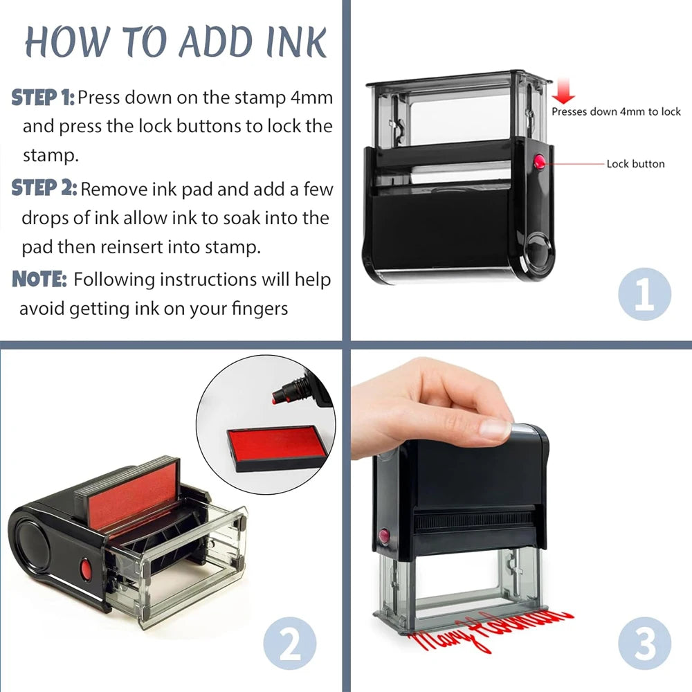 Custom Self-Inking Stamp DIY Rubber Stamp Kit Custom LOGO Personalized Self Inking Business Address Name Number Letter Printing