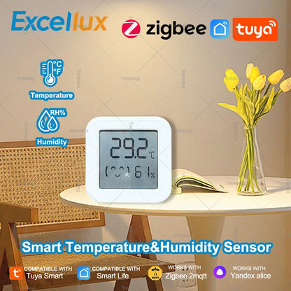 Tuya Zigbee 3.0 Smart Home Temperature Humidity Sensor with LCD Screen Work With Alexa Echo Plus Home Assistant Z2M Need Gateway