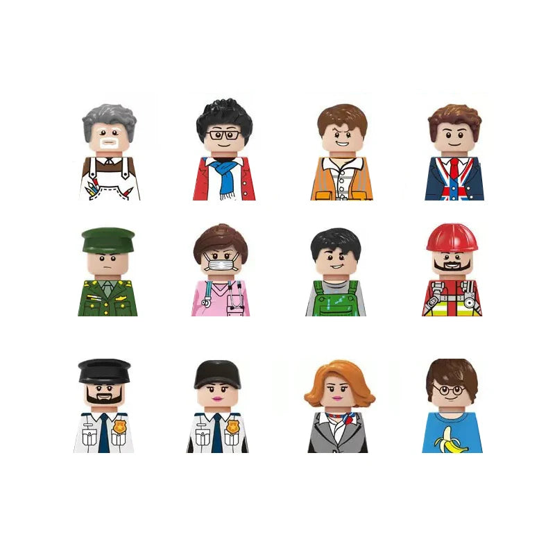 City Career 3D Building Block Dolls Toys Cartoon Character Models Mini Action Figures Educational Toys Children's Gifts
