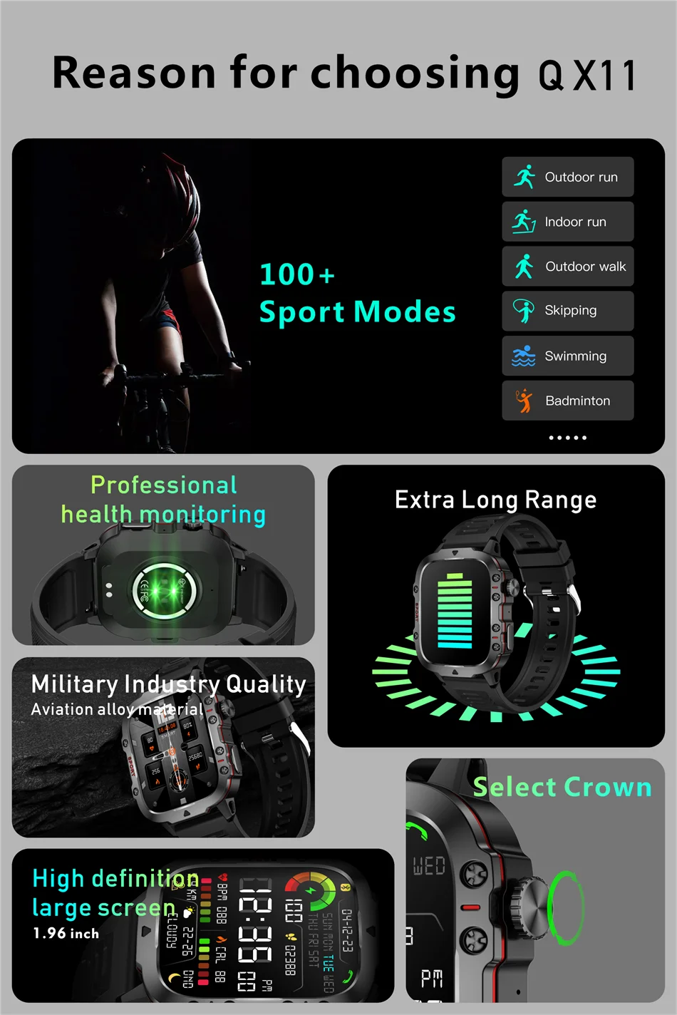 LIGE New Military Smart Watch Men Outdoor Sports 3ATM Waterproof  Blood Oxygen Bluetooth Call Watches Men Smartwatch For Android