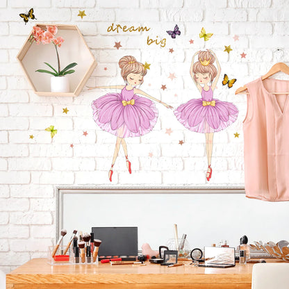 Ballet Girl Vinyl Child Wall Stickers For Baby Kids Room Decoration Adhesive Wallpaper Bedroom Accessories Room Decor Wall Art
