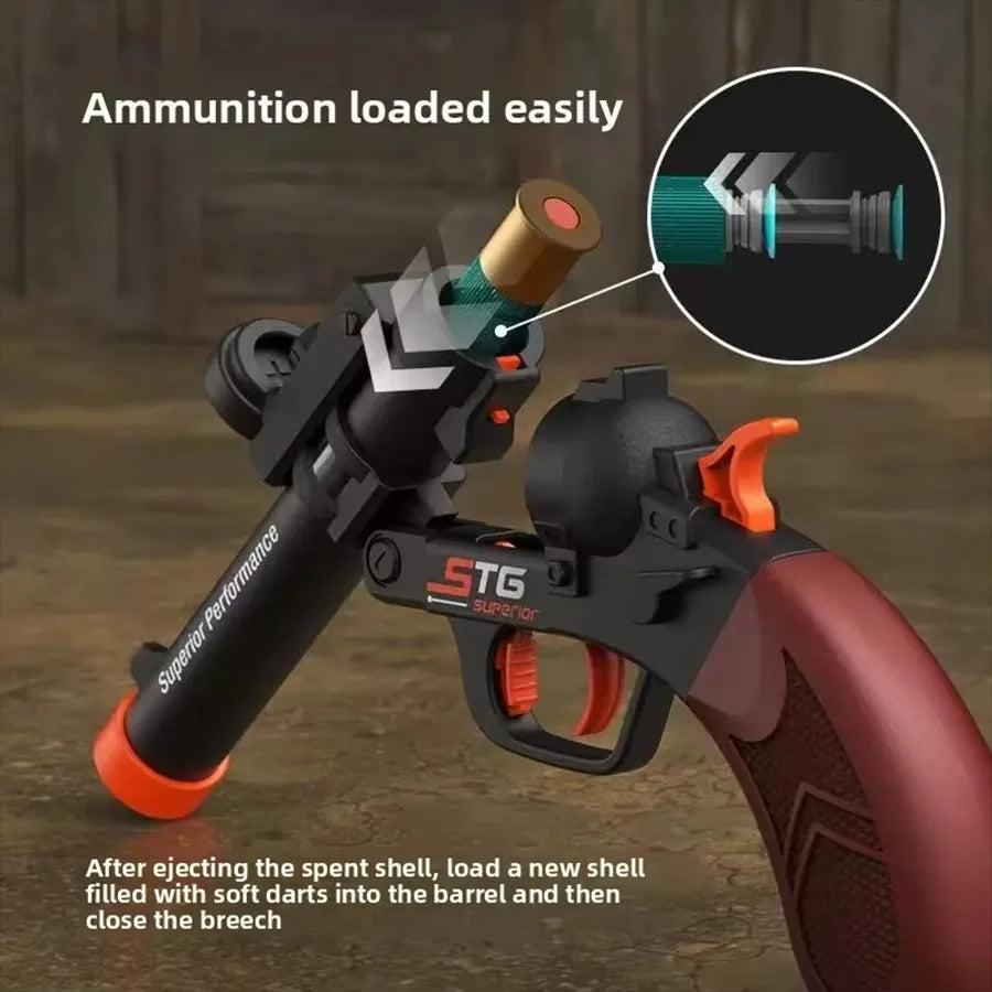 Shell-Ejecting Shotgun Blaster with Suction Cup Soft Darts – Cool Shell Ejection Action, Great Festival Gift, Ideal for Outdoor