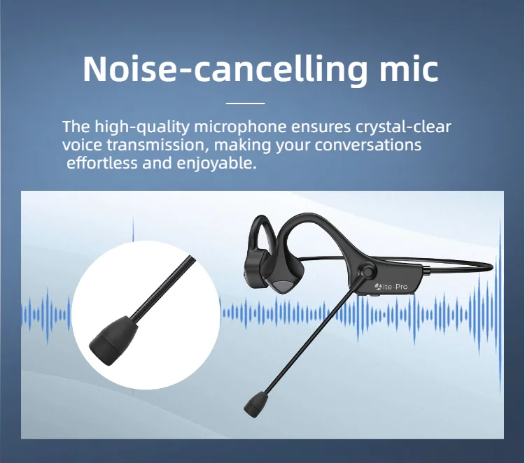Open Ear Bone Conduction Headphones with dual microphone Wireless Bluetooth Headphone with Mic Headset for work/business/Cycling
