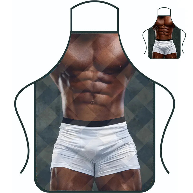 Funny Creative Personalized Muscle Men's Apron Household High-value Overalls Apron