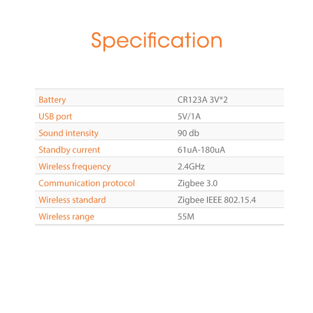 Tuya Zigbee Sound Light Sensor Smart Alarm Siren App Remote Control Home Security Protection System USB Sound Light Sensor