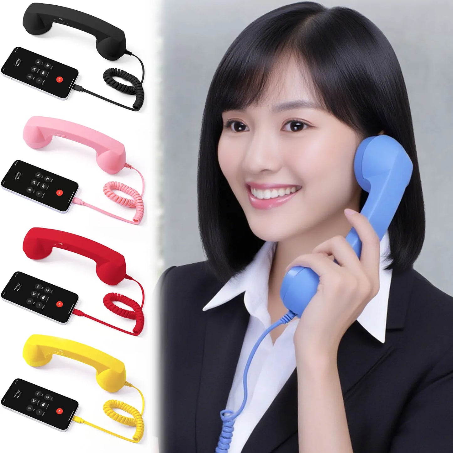 C-Type Telephones Handset Mobile Calls Receiver Type-C Plug Play Crystals Clear Calls Type C Adapter Mic Microphone Speaker