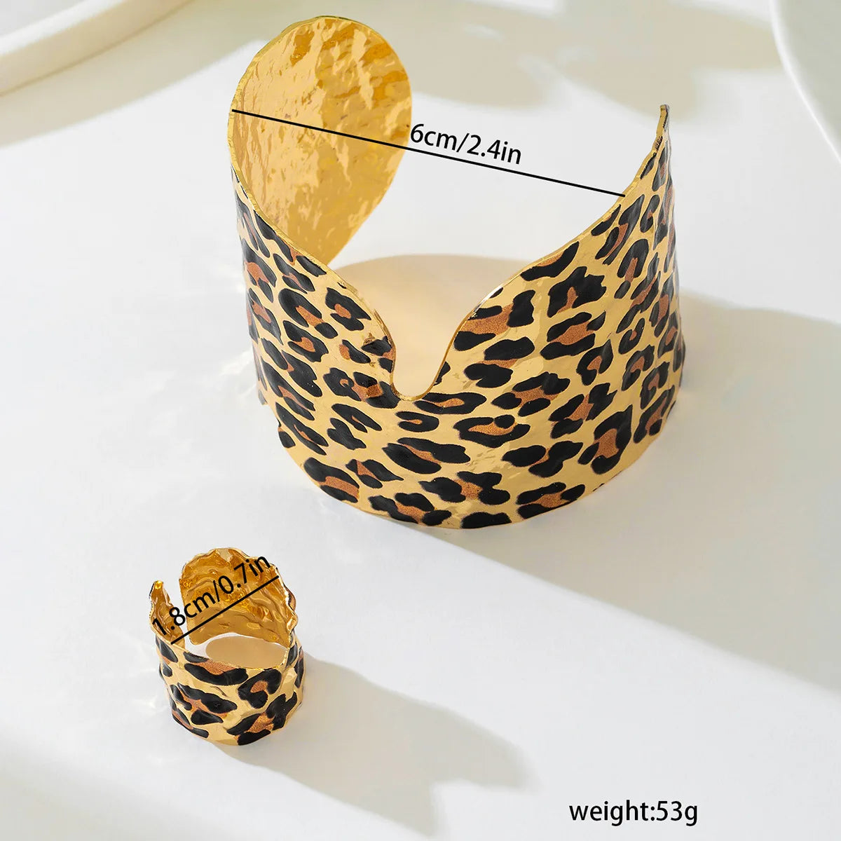 bracelet ring two-piece set for women Personality exaggerated leopard print geometric irregular female fashion jewelry BS027