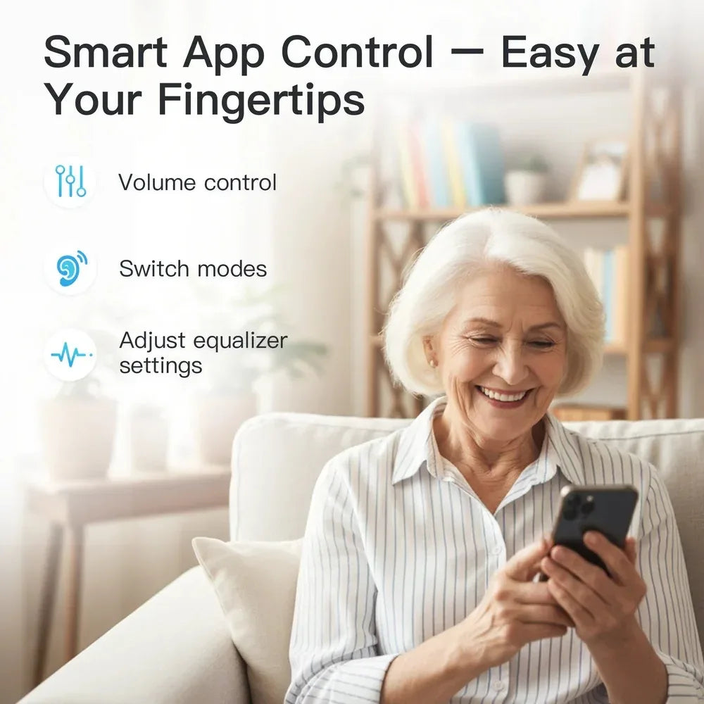 16 Channel Digital Hearing Aids APP Control Rechargeable Invisible Sound Amplifier Adjustable for Seniors Audifonos