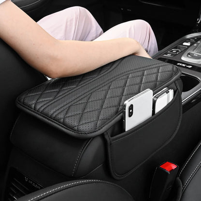 Multi-Functional Leather Car Armrest Storage Bag Auto Center Console Riser Protective Pad Car Organizer Accessory