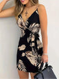 Women's Floral Print Spaghetti Strap Mini Dress Casual Tie-Front Detail Comfortable Fit Mini Dress for Casual Wear Women's Summe