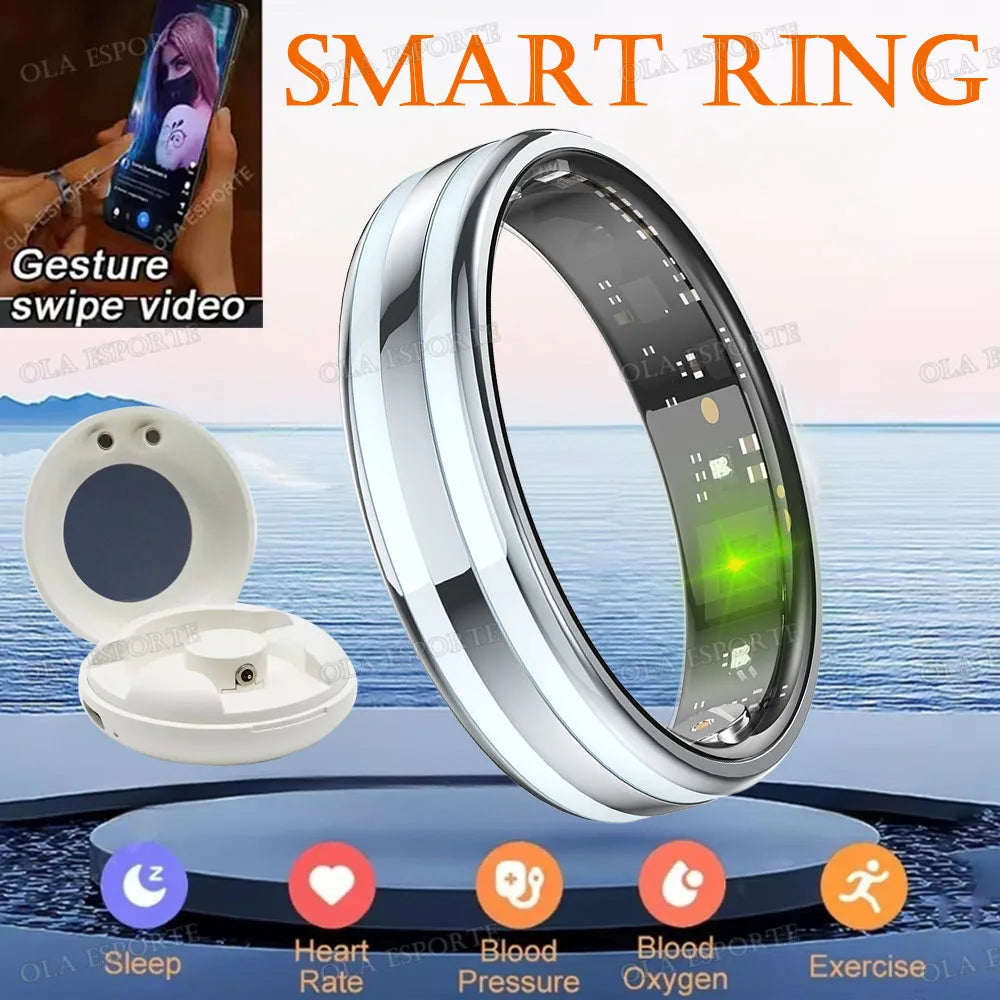 Men Women Smart Ring 5ATM Waterproof Pedometer Multi-function Ring Heart Rate Blood Pressure Monitor Health Smart Ring 2025 New