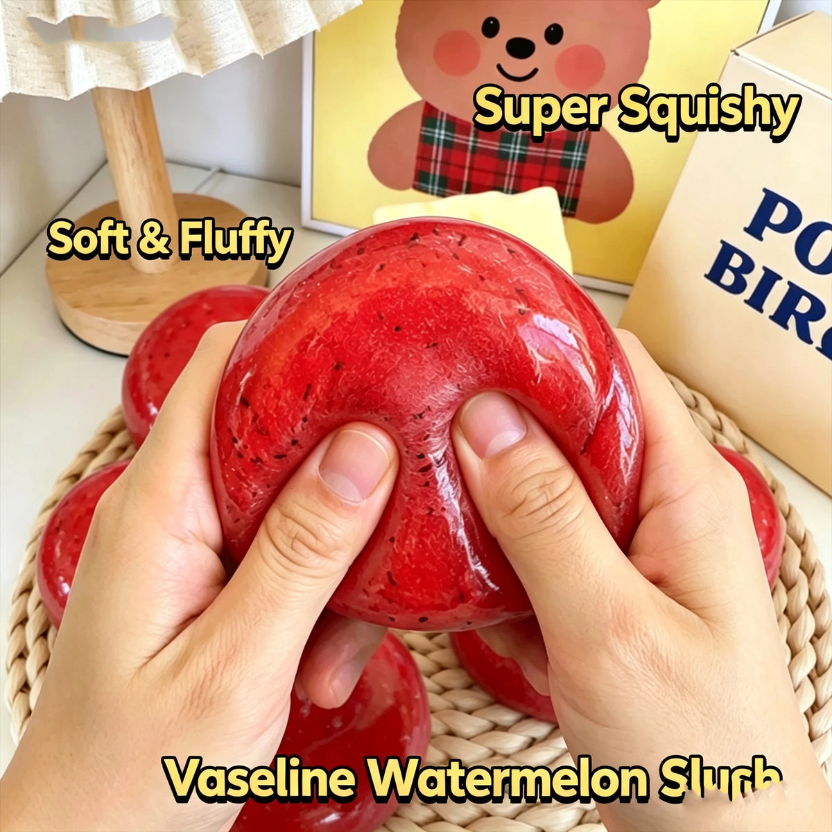 Watermelon Slushy Squishy Toy Soft Slow Rebound Stress Relief ASMR Squeeze Toy Realistic Fruit Simulation Model Adult Gift