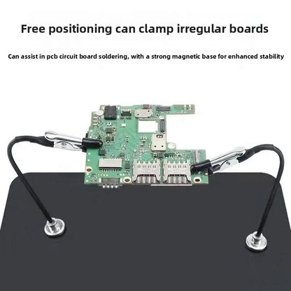 Soldering Third Hand with Strong Magnetic Base Flexible Arms PCB Holder for Electronics Repair – Alligator Clip Welding Tool