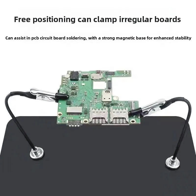 Soldering Third Hand with Strong Magnetic Base Flexible Arms PCB Holder for Electronics Repair – Alligator Clip Welding Tool