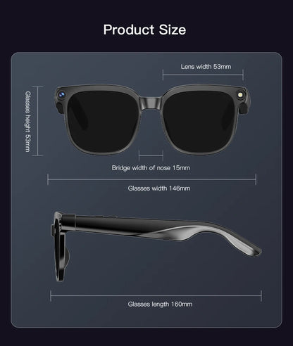 New HD 800W Camera Smart Glasses Men 100+Language Translation 1080P Shoot Video WIFI Transmission 3D Music Call Sunglass Glasses