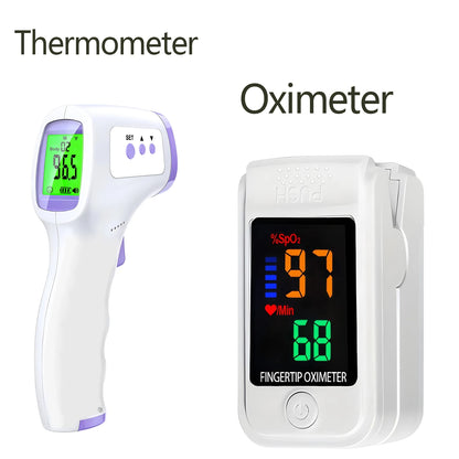 Non-contact Digital Infrared Forehead Temperature Electronic Thermometer Or Finger Pulse Oximeter Oxygen Saturation Meter Oximet