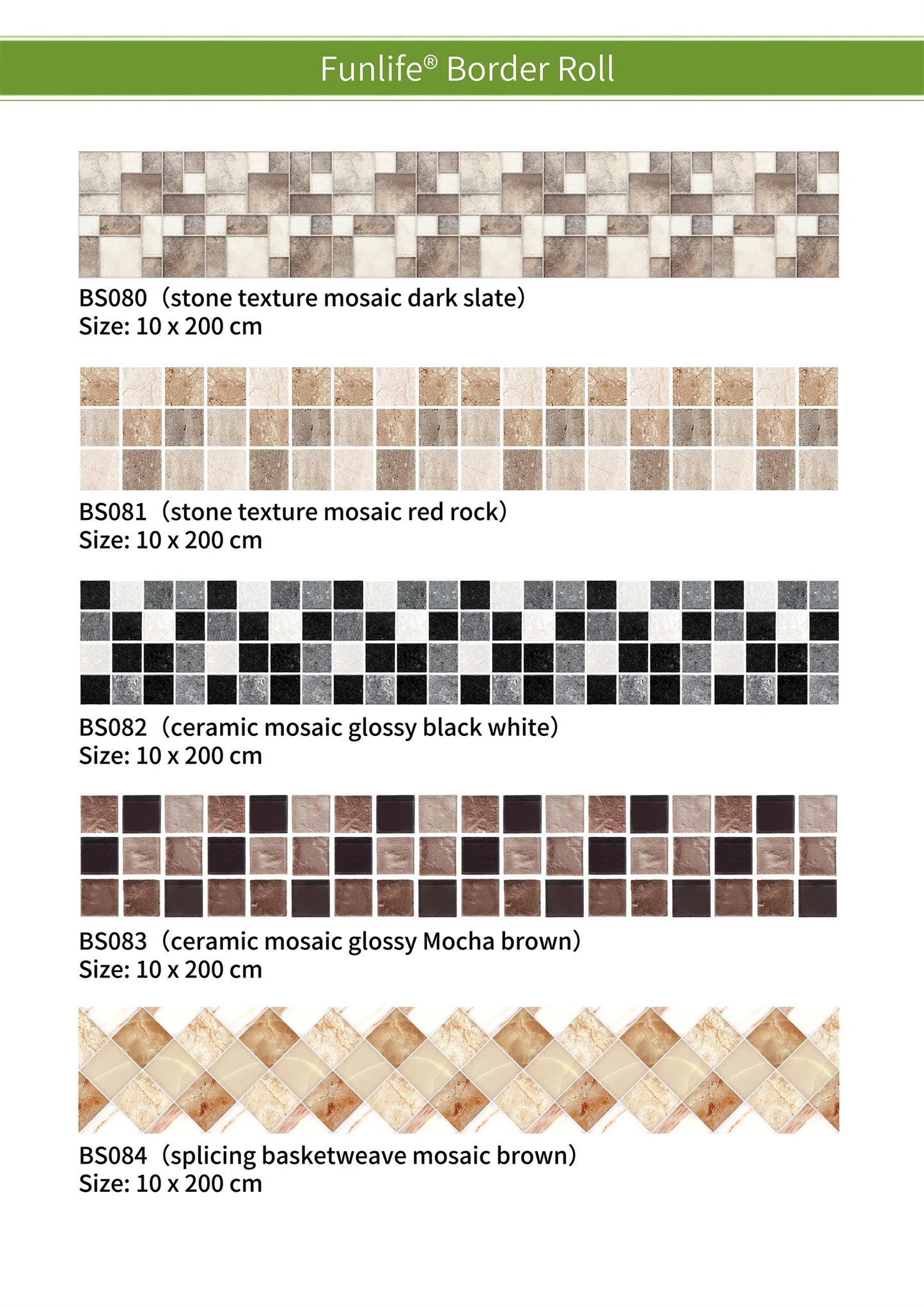 10x200cm Baseboard Sticker Moroccan Mosaic Tile Style Wall Border Sticker DIY Kitchen Bathroom Decoration Waistline Wall Sticker