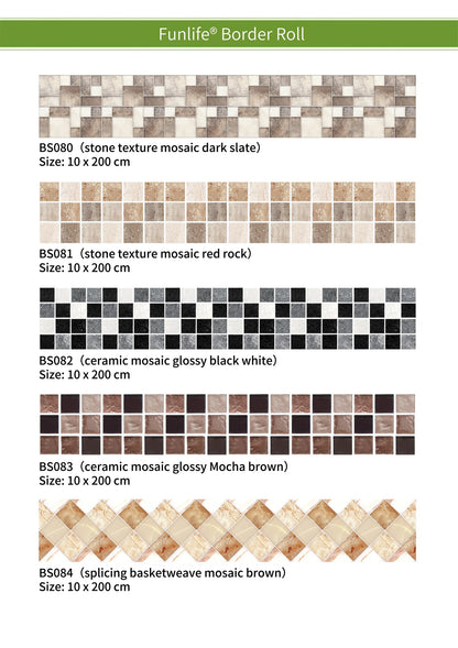 10x200cm Baseboard Sticker Moroccan Mosaic Tile Style Wall Border Sticker DIY Kitchen Bathroom Decoration Waistline Wall Sticker