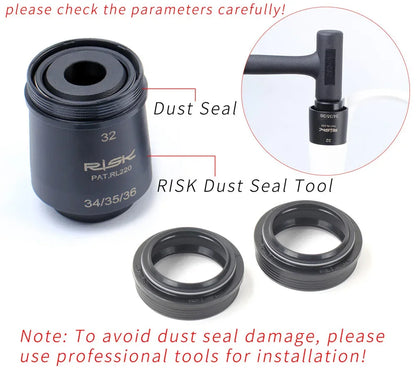 RISK Mountain Bike Suspension Front Fork Dust Seal Oil Sponge Ring 32 34 mm 35mm 36mm MTB Bicycle Fork Inner Tube Dust Seal Tool