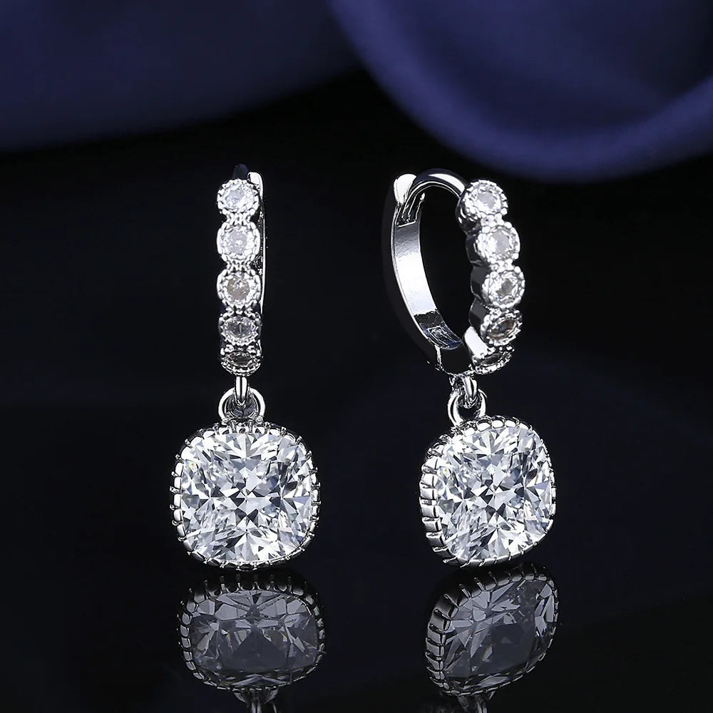 925 Sterling Silver Earrings Jewelry High Quality Retro Simple Pattern Purple White Zircon Earrings Hot Sale