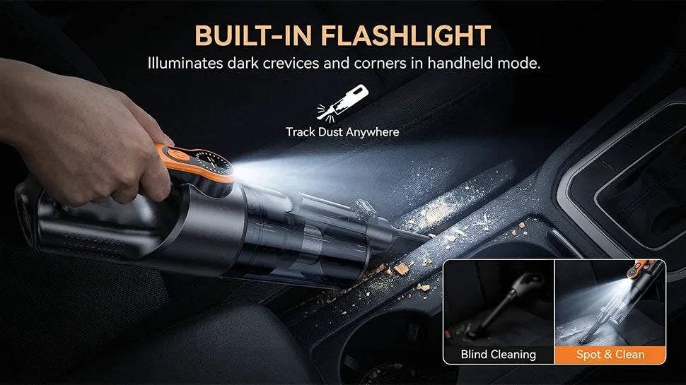 Multifunction Wireless Handheld Car Vacuum Cordless Handheld LED Lighting Chargeable Auto Vacuum for Home & Car Mini Cleaner