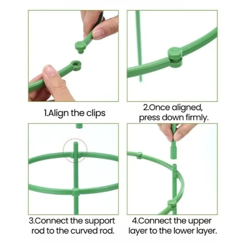 2-6Set Plant Support Plant Stakes Round Plant Support Ring Plastic Plant Cage Holder Flower Pot Climbing Trellis Gardening Tools