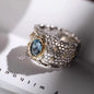 PANJBJ 925 Sterling Silver Lotus Ring For Women Retro TextureJewelry Irregular Creativity Adjustable Jewelry Party Gift Dropship
