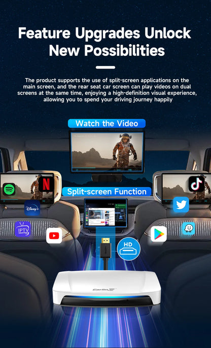 CarlinKit Wireless Carplay TV Box Smart 8+128G Android Auto AI Box  HDMI Output Android 13 Video Adapter For Youtube Kia IPTV