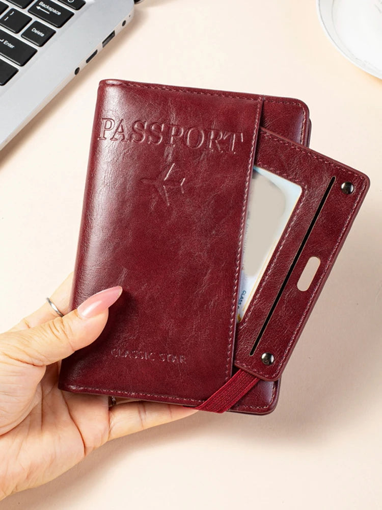 Passport Holder and Wallet in One, Anti-Theft, Anti-Degaussing, Multi-Functional Document and Card Storage Bag, Travel Ticket Holder, Portable Business and Travel Document Organizer, Essential Document Protection Cover for Go