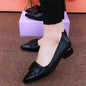 2026 Spring New Women's Pumps, Versatile Low Heel, Pointed Toe, Soft Leather, Casual Dress Shoes