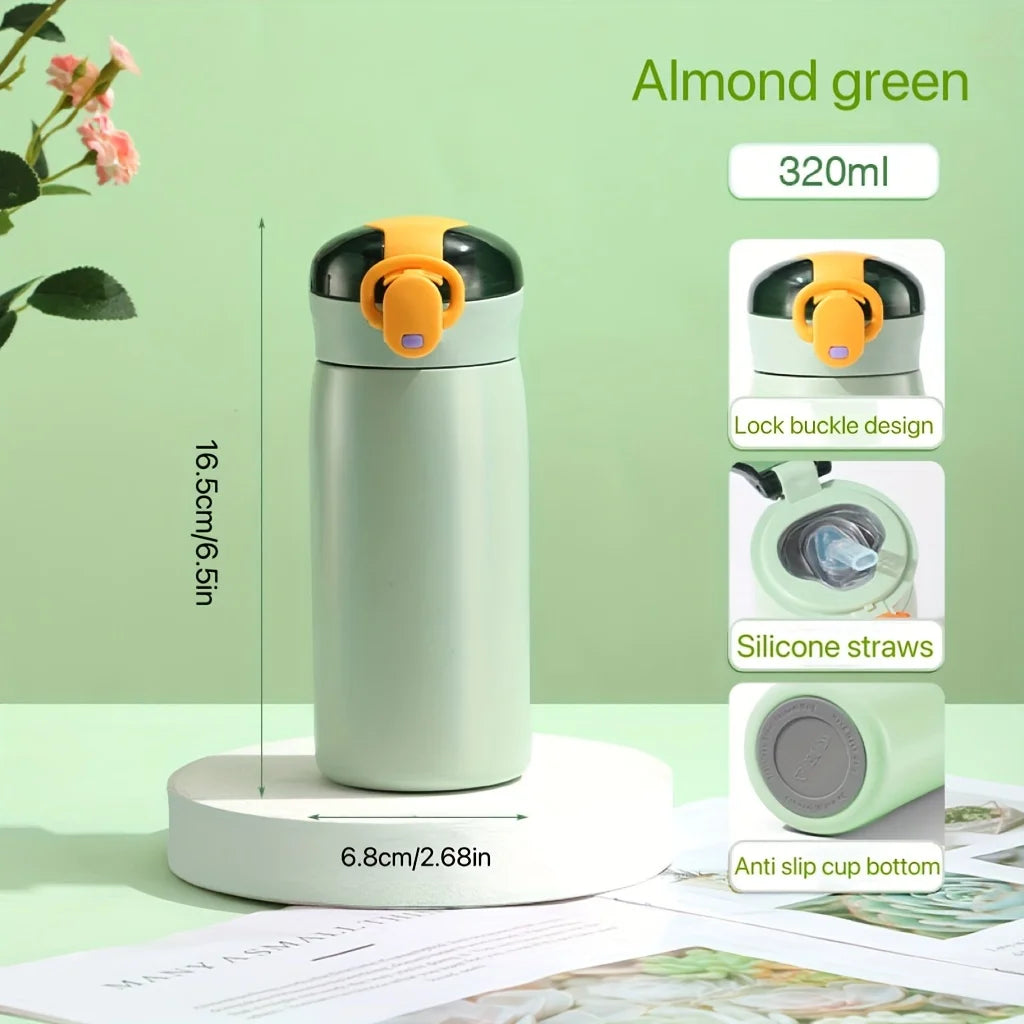 Ladies Insulated Cup With Straw Pop Up Lid Portable Minimalist Water Bottle Couple Vacuum Mug For Daily Use