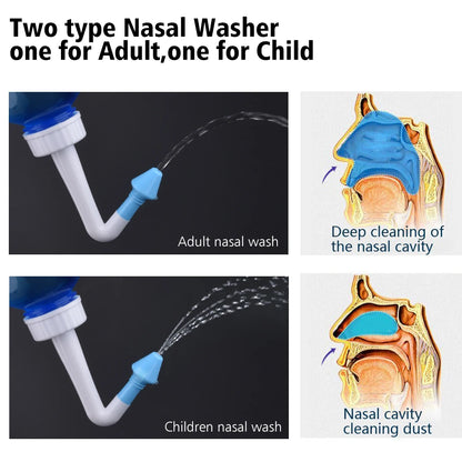 300ML Nasal Washing Bottle 2.7g Nose Wash Salt Nasal Irrigator Nose Aspirator Nasal Sinusite Allergic Rhinitis for Adult Kids