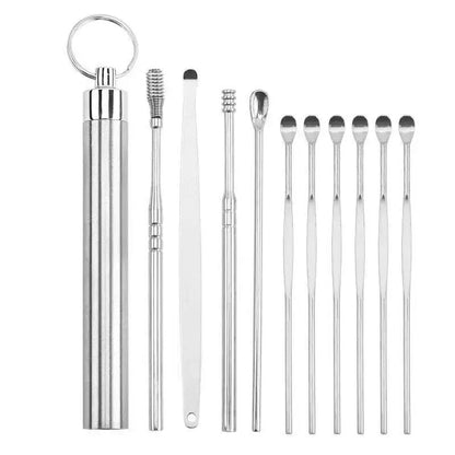 * New Sale 10Pcs/set Ear Wax Pickers Stainless Steel Earpick Wax Remover Care Ear Clean Tool Easy Carry