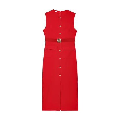 Women's Dress Black Long Dresses Spring Summer 2025 Button Up Sleeveless Sundress Vestidos Elegant Casual Women's Dresses