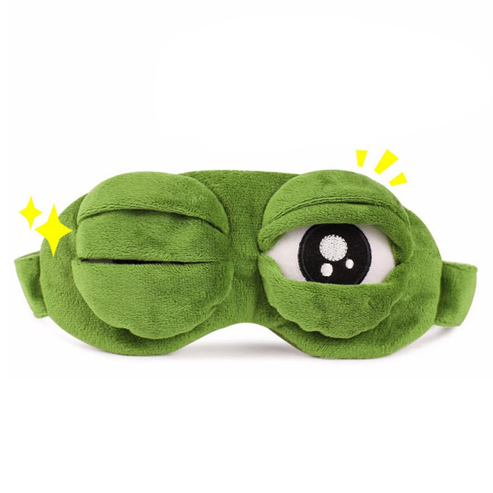 1PC Green 3D FROG Sleeping Mask Eyeshade Plush Eye Cover Travel Cartoon Eyeshade for Eye Travel Relax Sleeping Gift