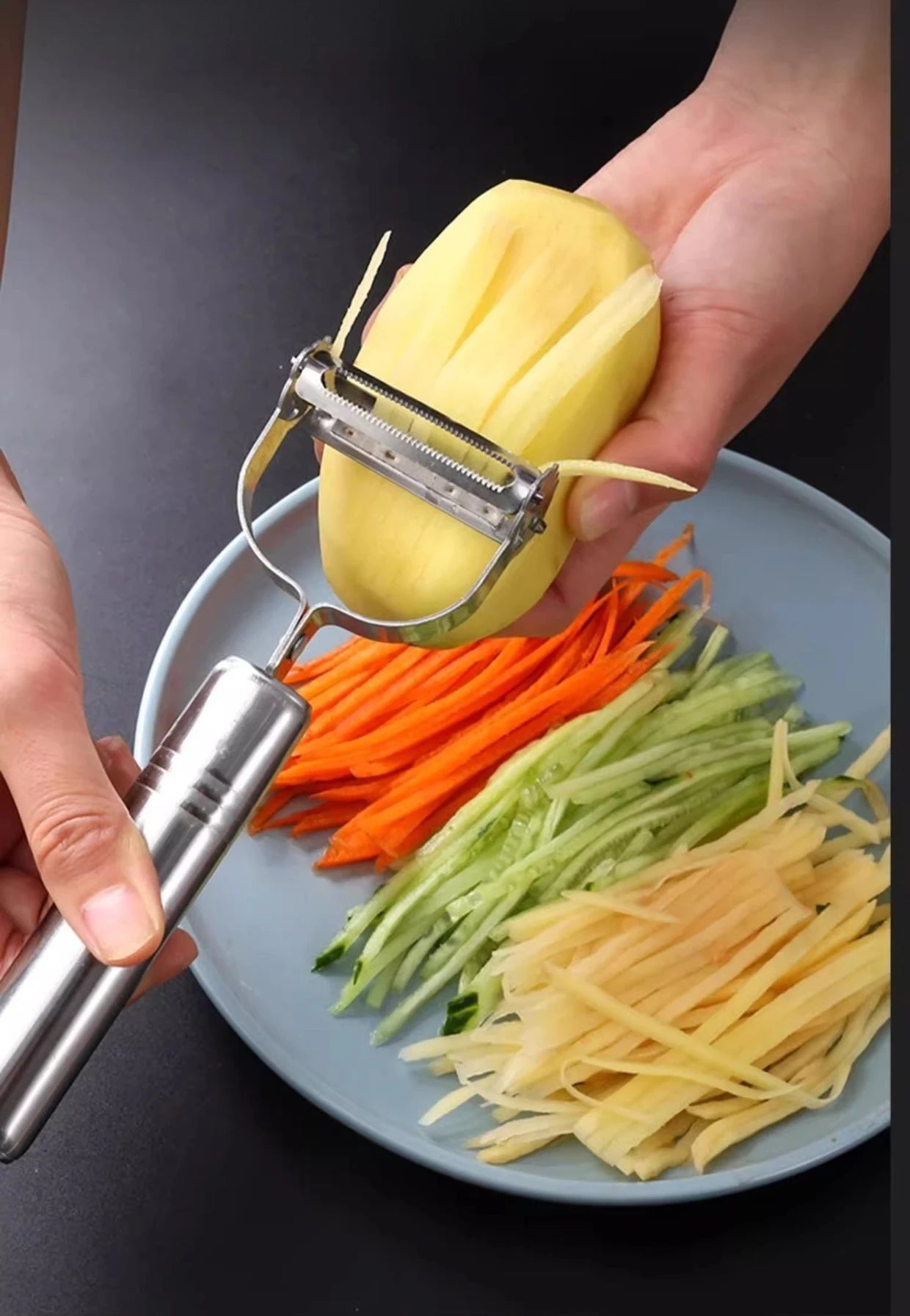 Stainless Steel 3-in-1 Peeler Grater Household Kitchen Multifunctional Double head Peeling Knife Fruit and Vegetable Melon