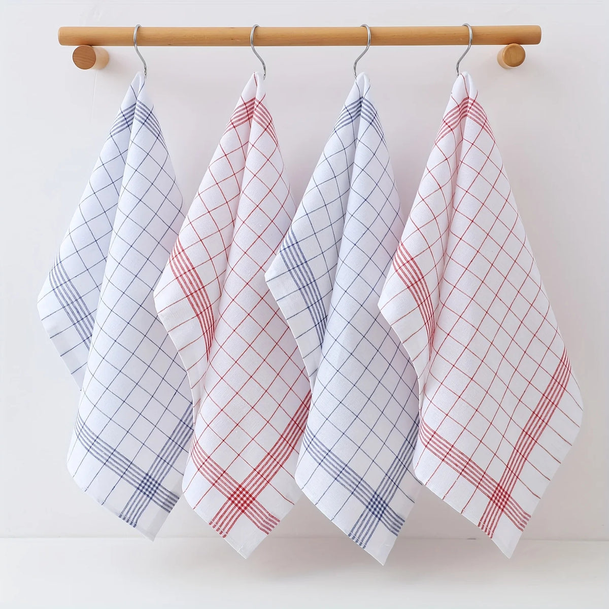 Large Plaid Kitchen Dish Towels Absorbent Tea Towels Soft and Reusable Cleaning Cloths Quick Drying Dish Rags for Washing Dishes