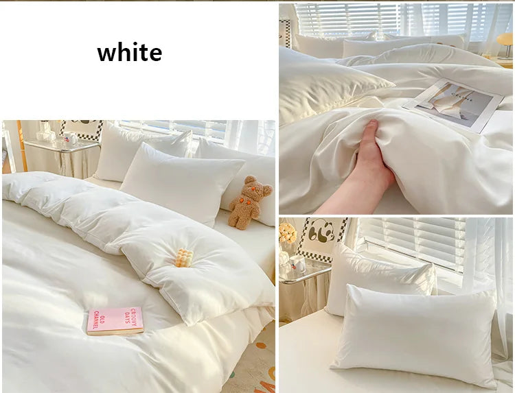 KDJEIKZ Hotel equivalent 3pcs Brushed Solid Color Duvet Cover, duvet cover*1+Pillowcases*2, Polyester Fabric, All Season Bedding