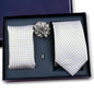 Elegant Ties For Men Classic Paisly Neck Tie Pocket Square Brooch Set With Gift Box Mens Business Wedding Suit Accessories