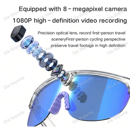 4K Polarized AI Smart Cycling Glasses Men 800W Camera Video Recording Translation Sunglasses BT Call Music Sports Glasses Q01
